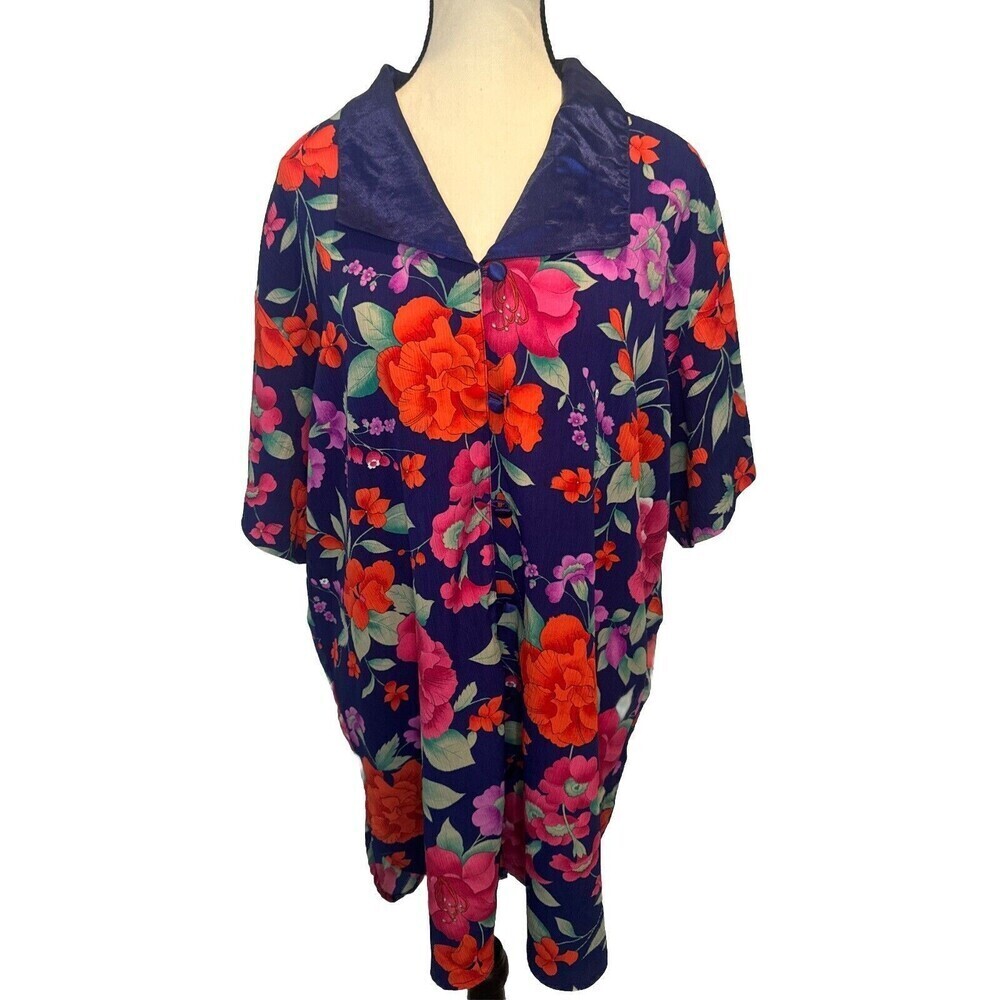 VTG Victoria’s Secret Gold Label Bright FLORAL Sleep Shirt Nightgown Sz Petite S